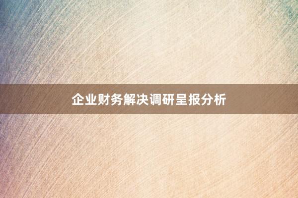 企业财务解决调研呈报分析