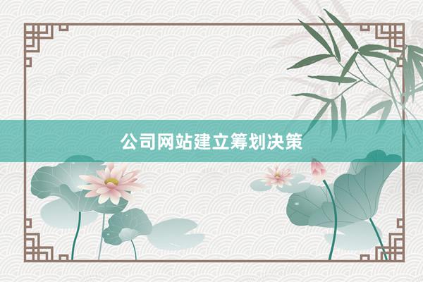 公司网站建立筹划决策