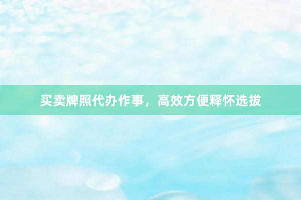 买卖牌照代办作事，高效方便释怀选拔